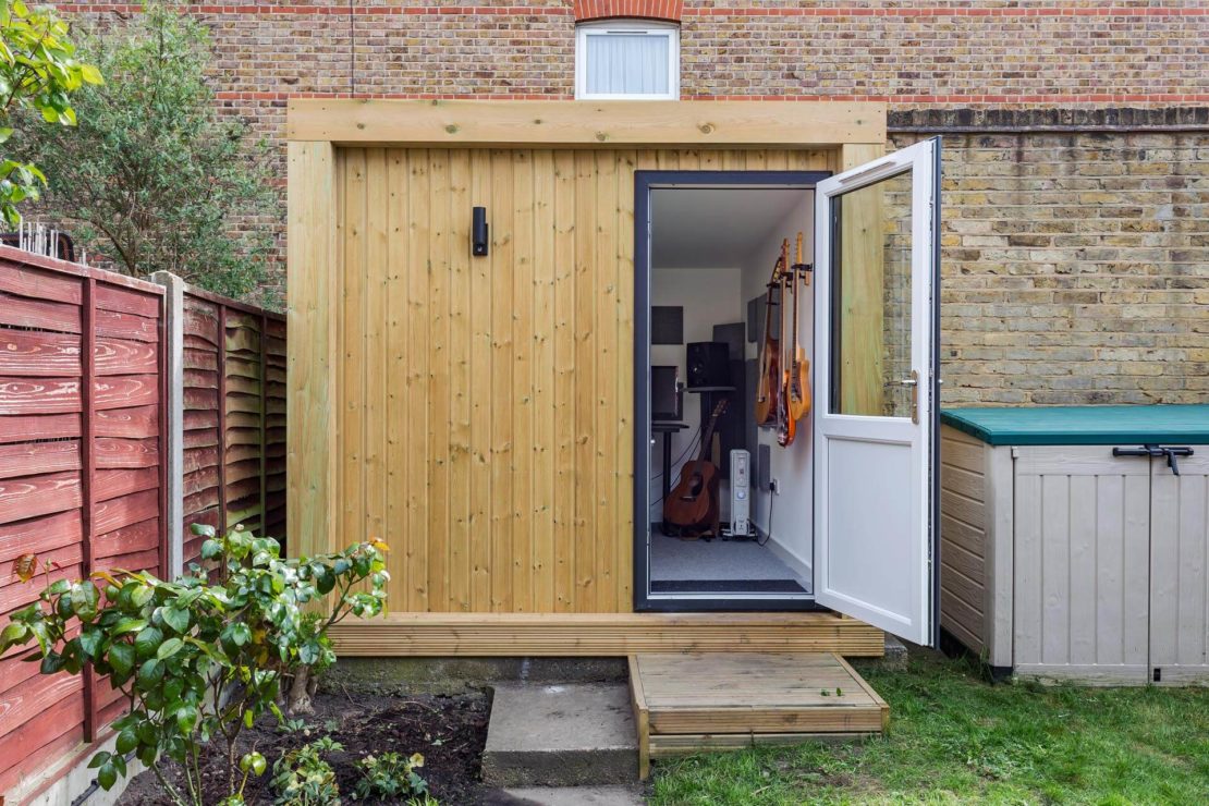 23 Cool Garden Man Cave Ideas to Pimp Your Outdoor Shed 9 garden man cave ideas - a recording studio inside a boxy, modern garden shed