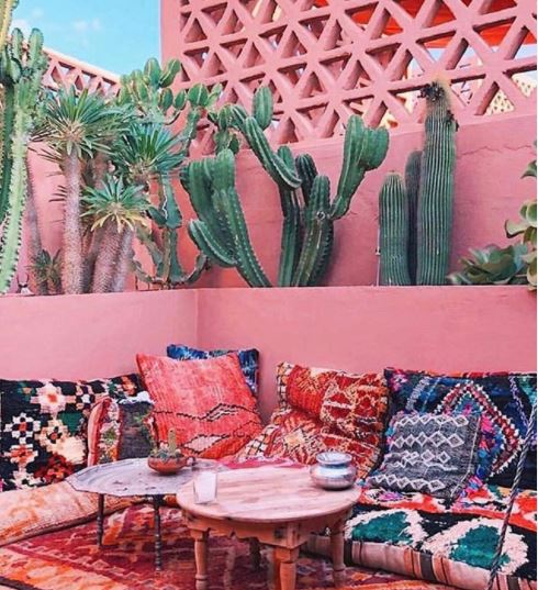 15 Roof Garden Ideas to Design Your City Escape From Chaos 7 rooftop garden ideas - a moroccan themed rooftop garden painted salmon pink