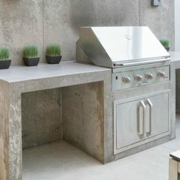 Concrete outdoor kitchen on a patio