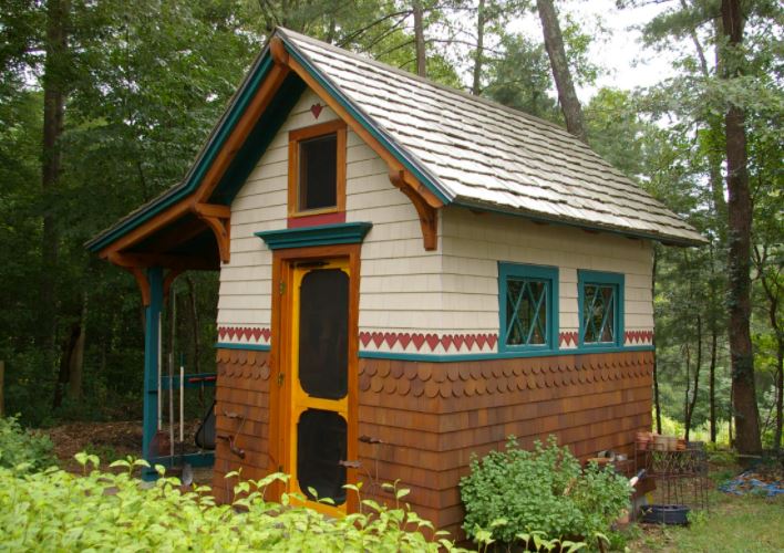 40 Garden Shed Ideas for Pretty to Practical Outdoor Buildings 39 alpine style garden shed ideas with contrast paintwork