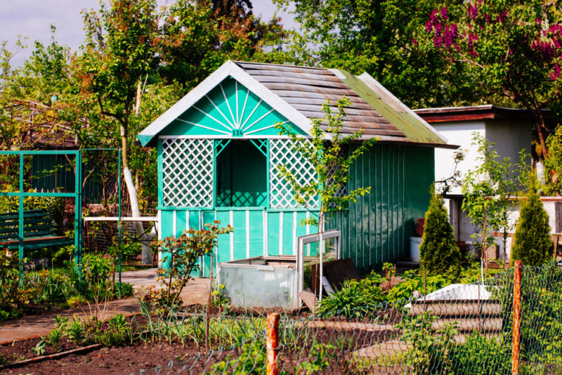 40 Garden Shed Ideas for Pretty to Practical Outdoor Buildings 21 turquoise garden shed ideas in an allotment
