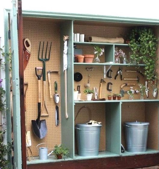 14 Garden Tool Storage Ideas: Keeping Your Shed Ship-Shape 12 garden tool storage ideas using a peg board to create unique space for each item