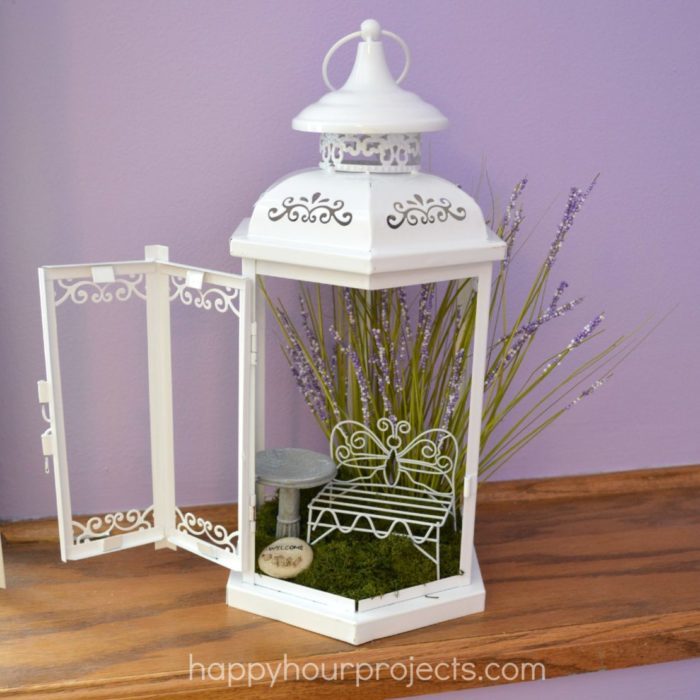 fairy garden ideas inside a lantern