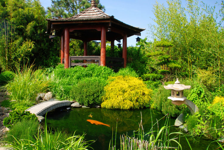 18 Garden Gazebo Ideas for an Outdoor Shelter from the Sun 18 garden gazebo ideas from Japan, with a pagoda style shelter over a koi pond