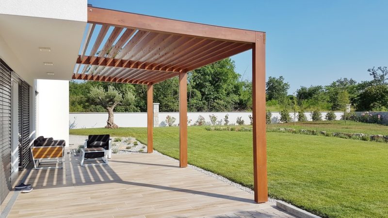 18 Garden Gazebo Ideas for an Outdoor Shelter from the Sun 22 an ultra modern pergola standing over a clean, minimalist deck