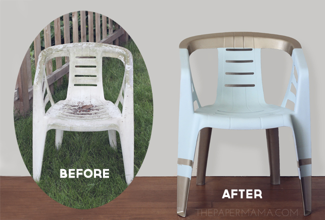 How to Paint Garden Furniture 3 Renewd plastic chair before and after