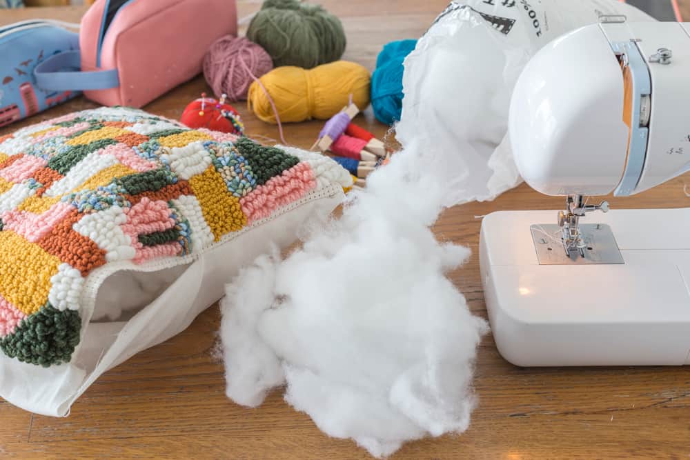 handmade cushion filling and sewing