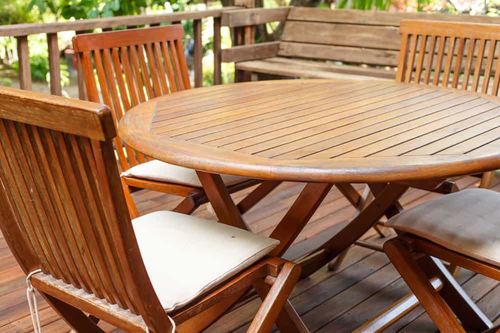teak wood furniture on the terrace