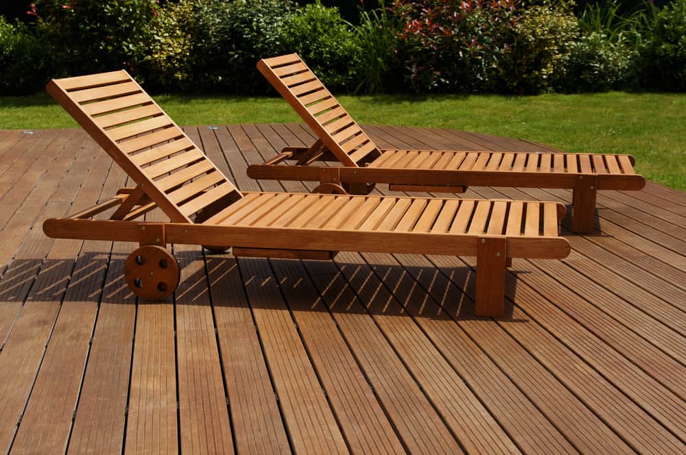 two lounge chairs made from ipe tree