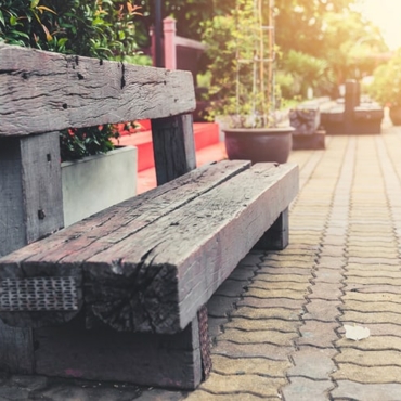 old wood bench from railway sleeper