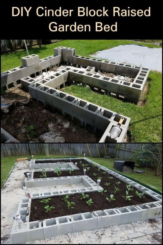 E-Shaped Square Cinder Block Planter