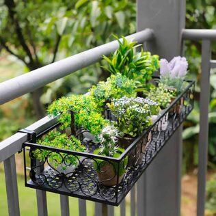 23 Fence Planter Box Ideas to Decorate Railing & Fences 4 Iron Rail Planter Boxes