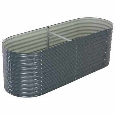 Large steel grey raised garden bed