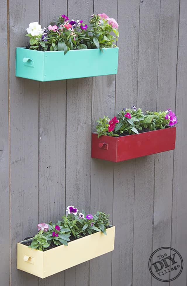 23 Fence Planter Box Ideas to Decorate Railing & Fences 10 Metal Drawers DIY Hanging Fence Boxes