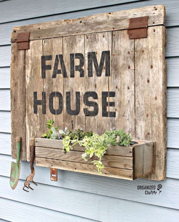 old door rustic planter box