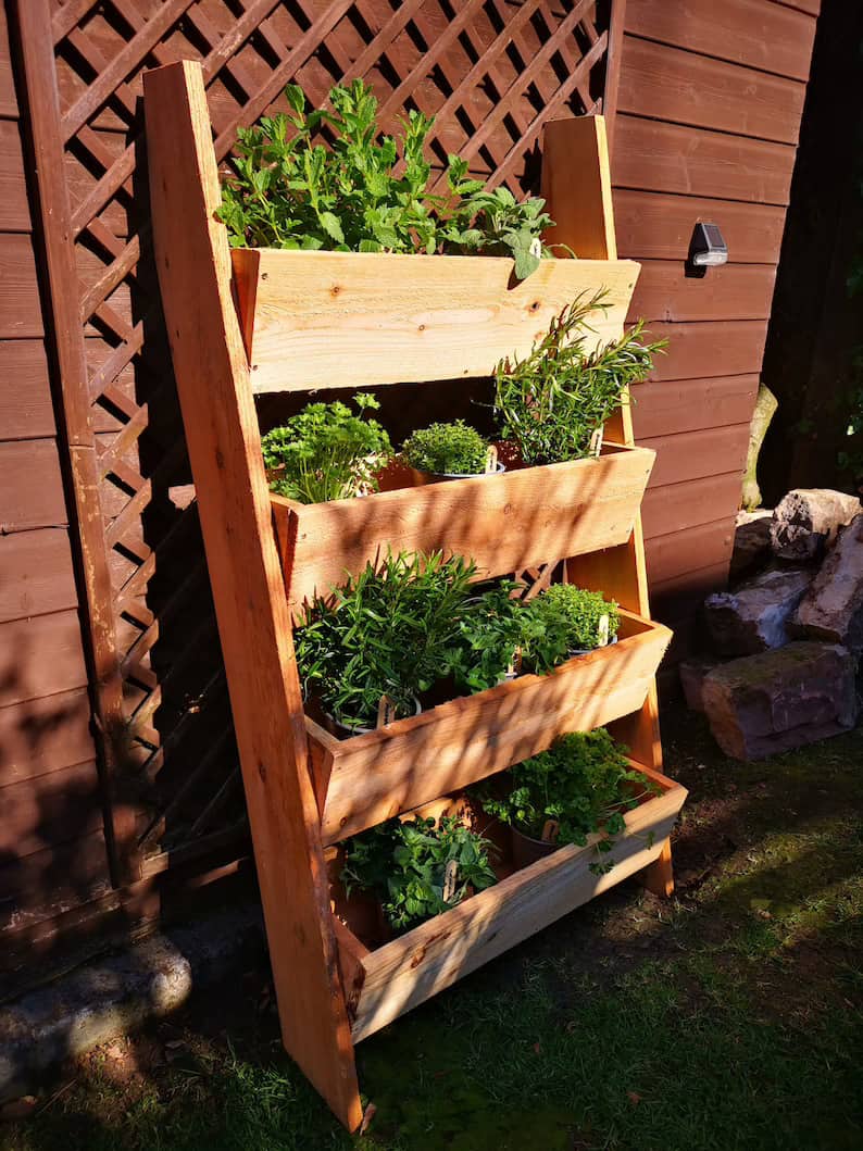 vertical herb garden ladder planter