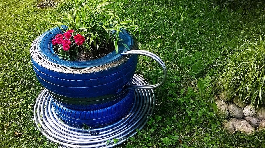 10 Deck Planter Box Ideas to Liven up Your Dull Decking 6 car tyre planters