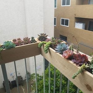 wooden corner rail planter box