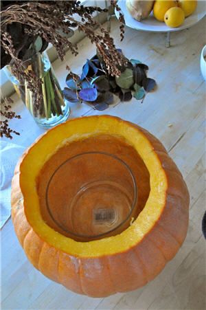 carve a pumpkin into a flowerpot