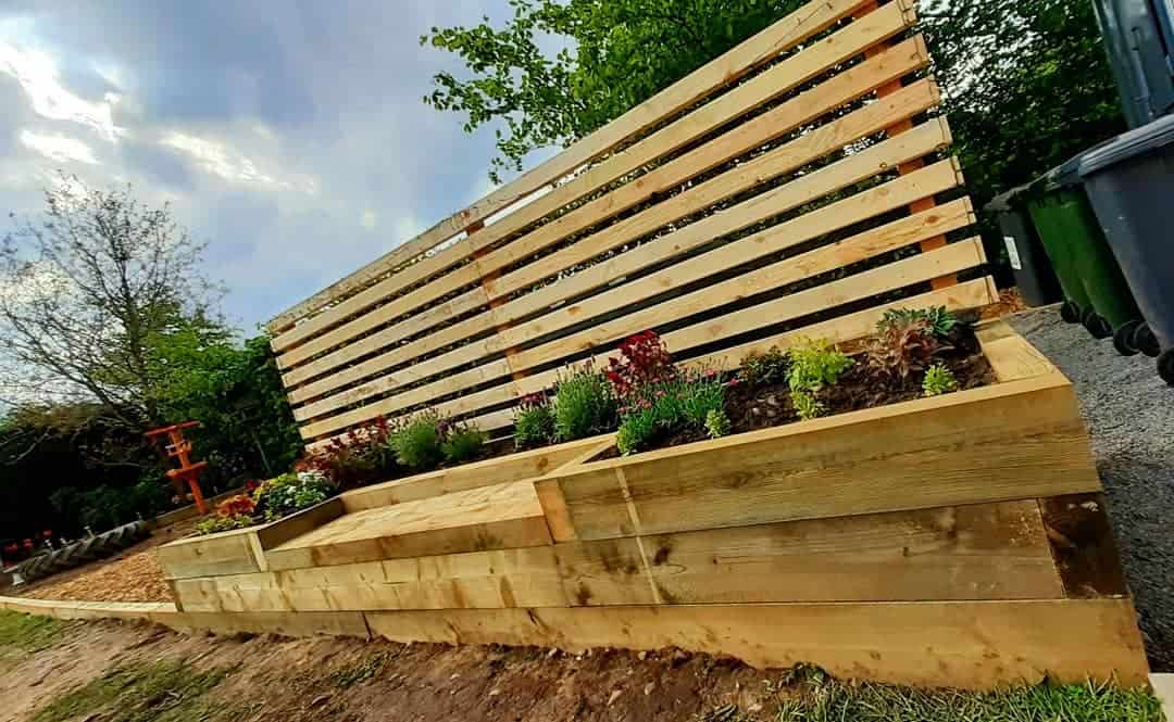 garden bed with built-in bench