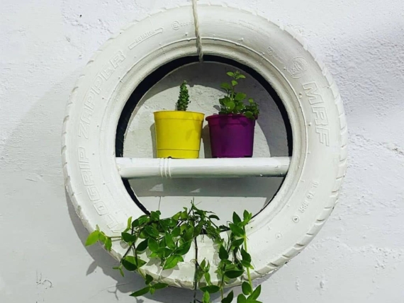 how to make a tyre flower pot