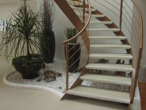 15 Indoor Pebble Garden Under Stairs Ideas: Mini Zen Areas 1 indoor pebble garden with large pots
