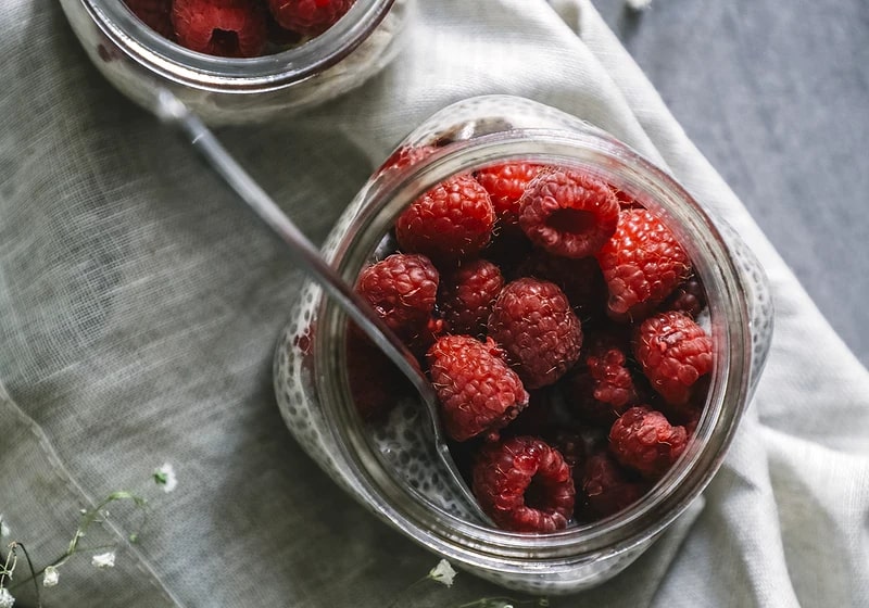 raspberries in a jar
