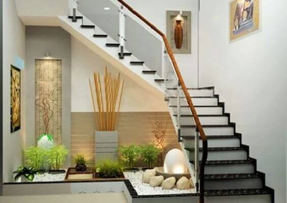 15 Indoor Pebble Garden Under Stairs Ideas: Mini Zen Areas 11 sophisticated under the steps pebble garden