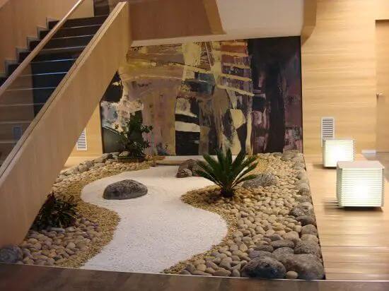 15 Indoor Pebble Garden Under Stairs Ideas: Mini Zen Areas 2 winding white pebble garden