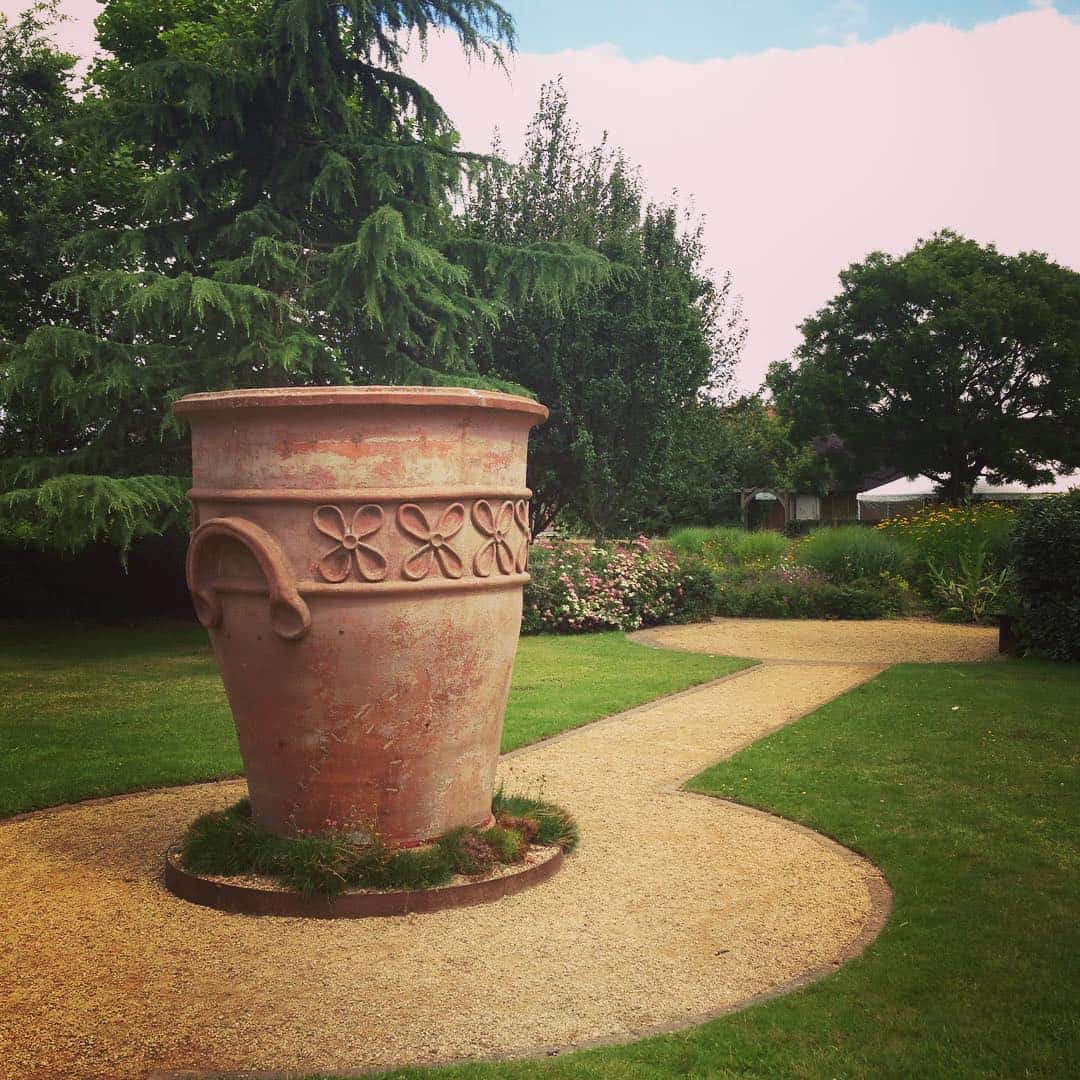 filling a big flower pot