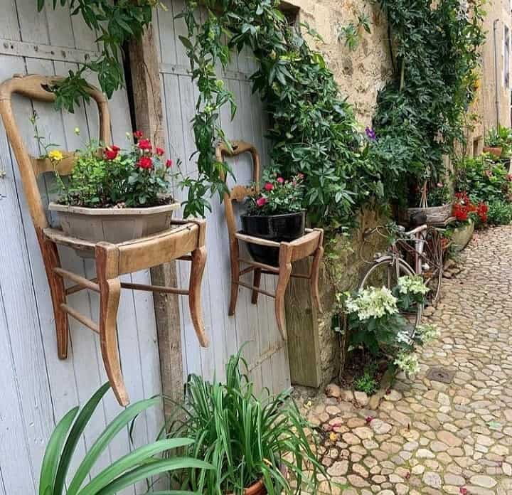 old chair flower pot