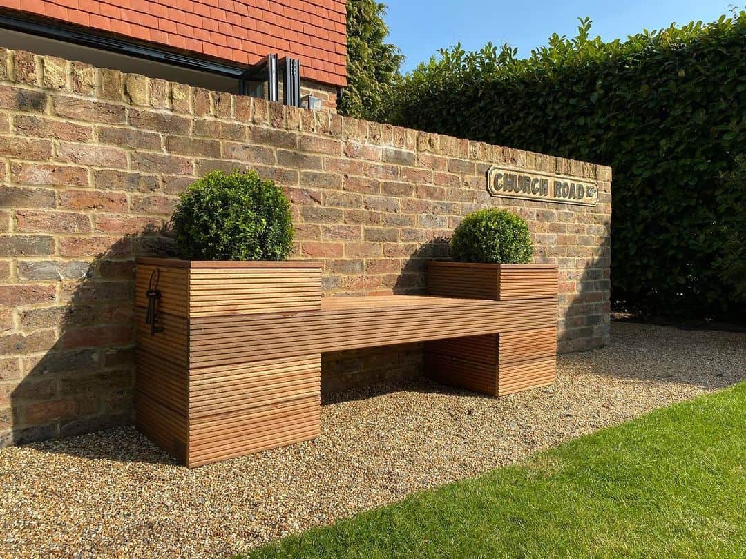 How to Make a DIY Flower Pot Stand (15 Easy Ideas) 2 wooden bench or old decking pot stand