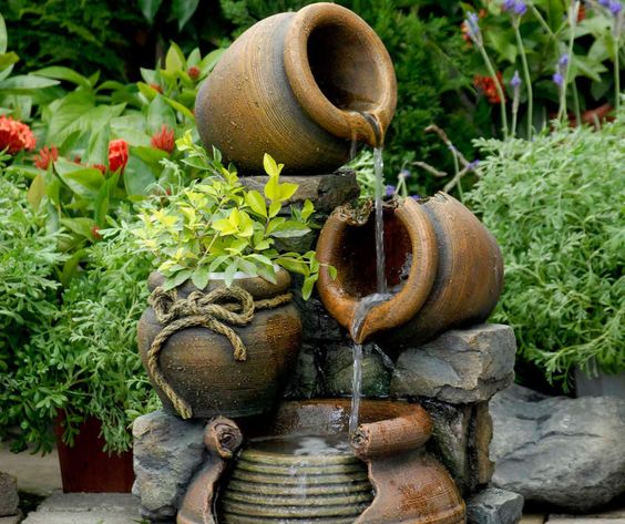 build a flower pot fountain