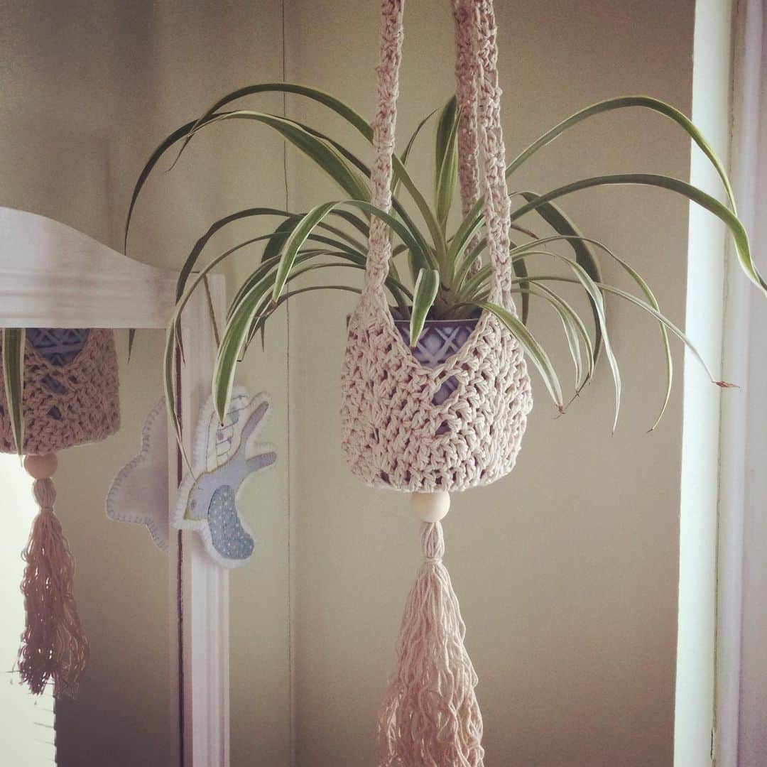 crocheted plant hanger