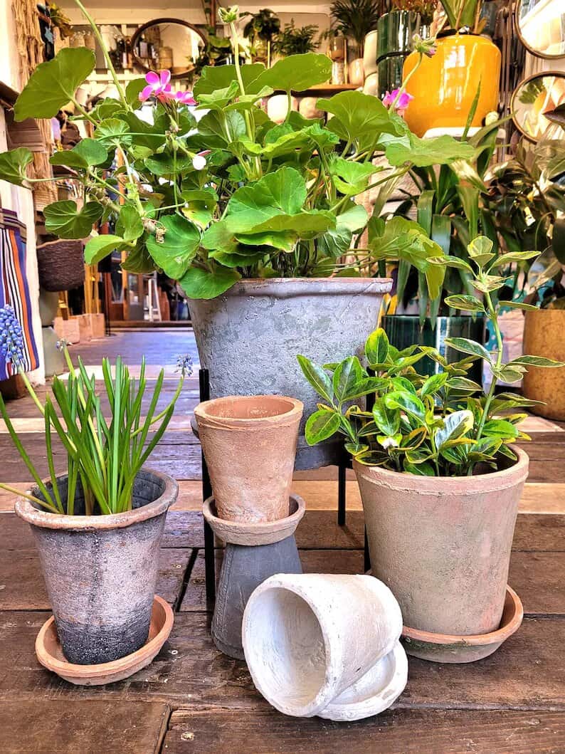 handmade aged terracotta plant pot