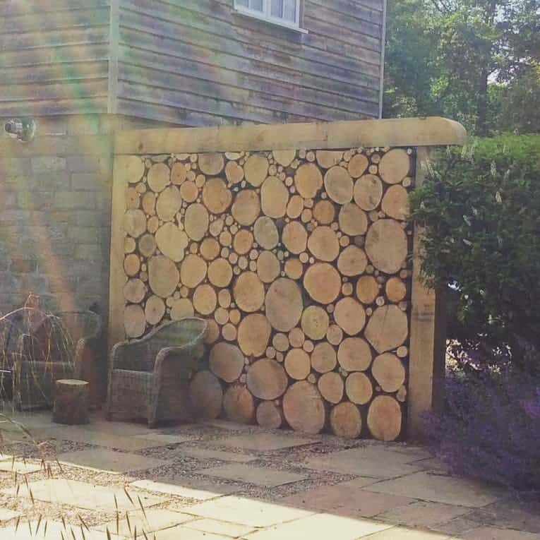 DIY wooden log windbreak