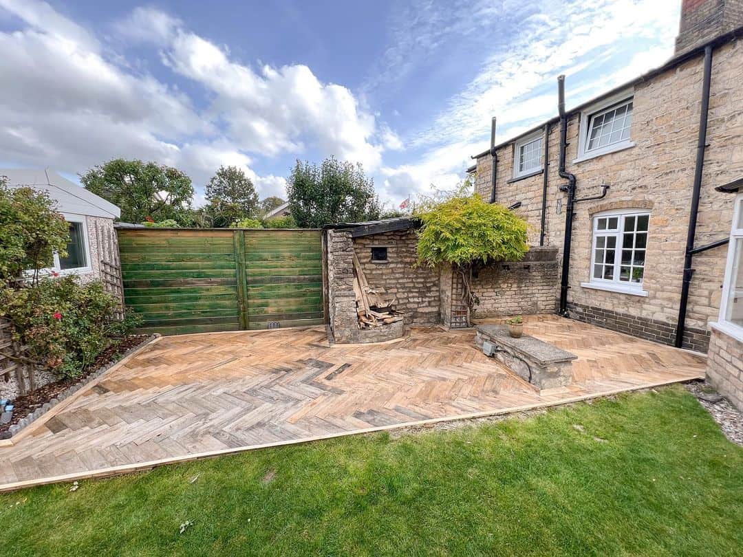 decked area has been built from pallets