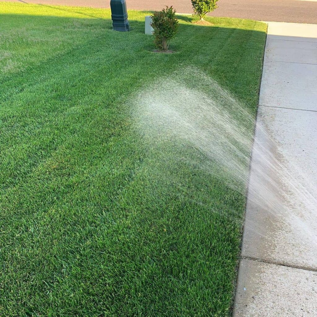 watering grass sprinkler