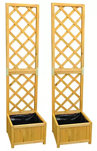 Wooden Trellis Planter with Liner Pack of 2