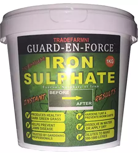 GUARD-EN-FORCE 1 KG TUB IRON SULPHATE LAWN FERTILISER, LAWN FEED and GRASS TONIC.