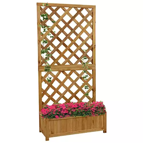Woodside Aldburgh Large Wooden Garden Planter With Trellis