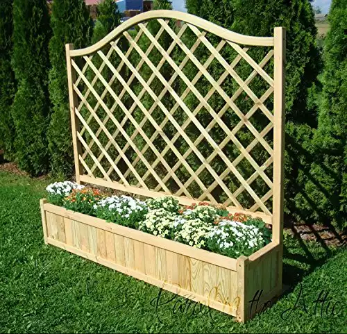 Wooden Garden Double Flower Planter With Trellis for Climbing Plant Support (Double Planter - 180cm)